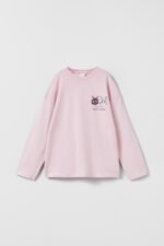 kız çocuk i̇nce uzun kollu sırtı baskılı t-shirt