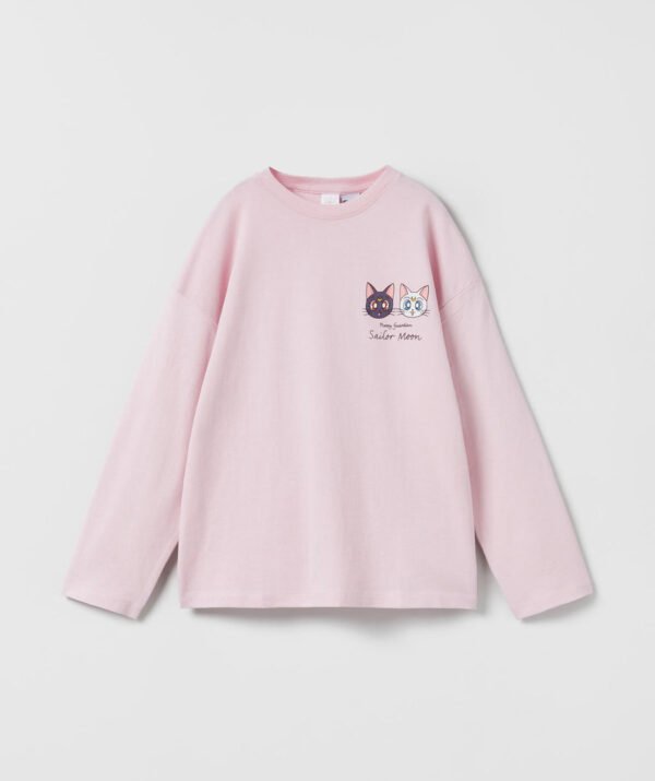 kız çocuk i̇nce uzun kollu sırtı baskılı t-shirt