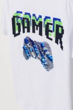 Erkek Çocuk Gamer Yazılı Pullu T-Shirt - Görsel 2