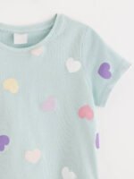 Kız Çocuk Kalp Desenli Baskılı T-Shirt - Görsel 2