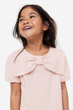 Kız Çocuk Fiyonklu Elbise - Görsel 4