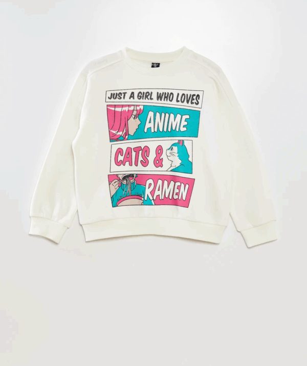Kız Çocuk Anime Baskılı Sweatshirt
