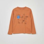 Erkek Çocuk Kahverengi Baskılı T-Shirt