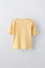 Kız Çocuk Düğme Detaylı Triko T-Shirt - Görsel 5