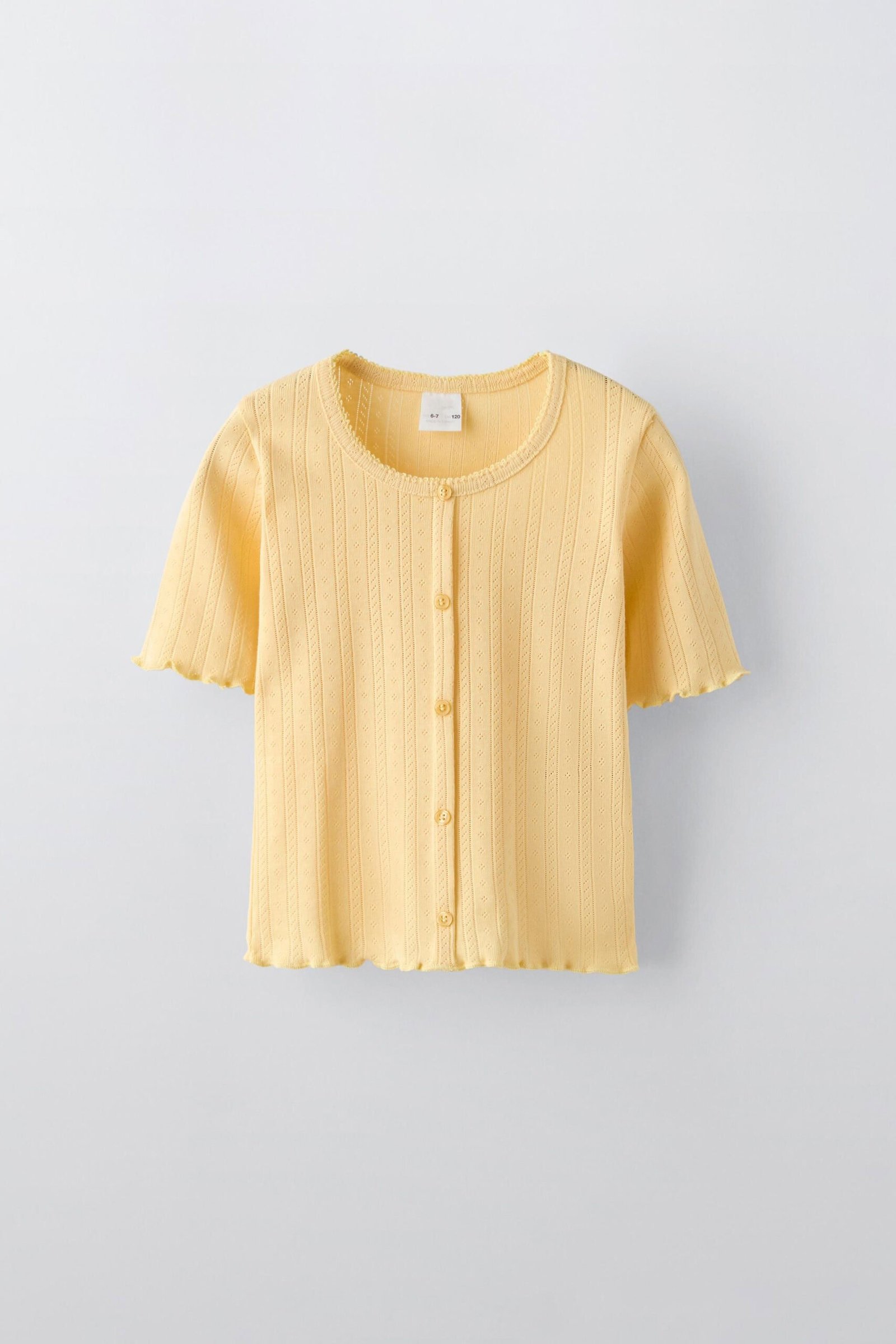 Kız Çocuk Düğme Detaylı Triko T-Shirt