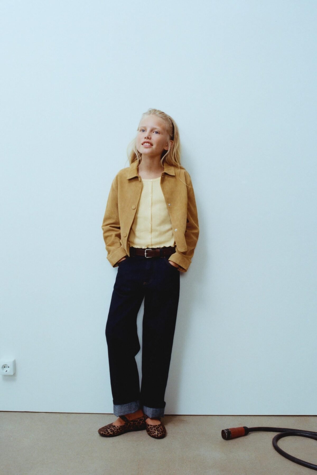 Kız Çocuk Düğme Detaylı Triko T-Shirt - Görsel 4