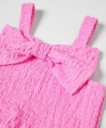 Kız Çocuk Fiyonklu Pembe Tulum - Görsel 2