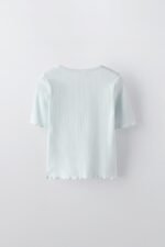 Kız Çocuk Düğme Detaylı Triko T-Shirt - Görsel 3