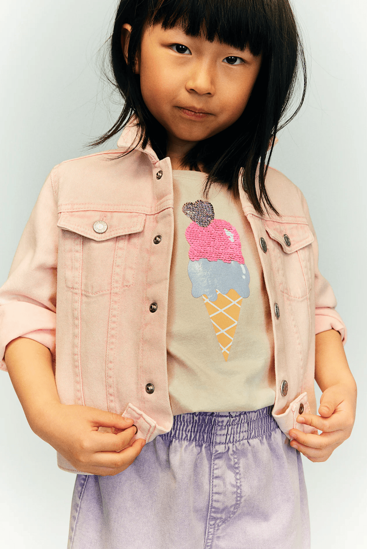 Kız Çocuk İşlemeli Dondurma T-Shirt - Görsel 3