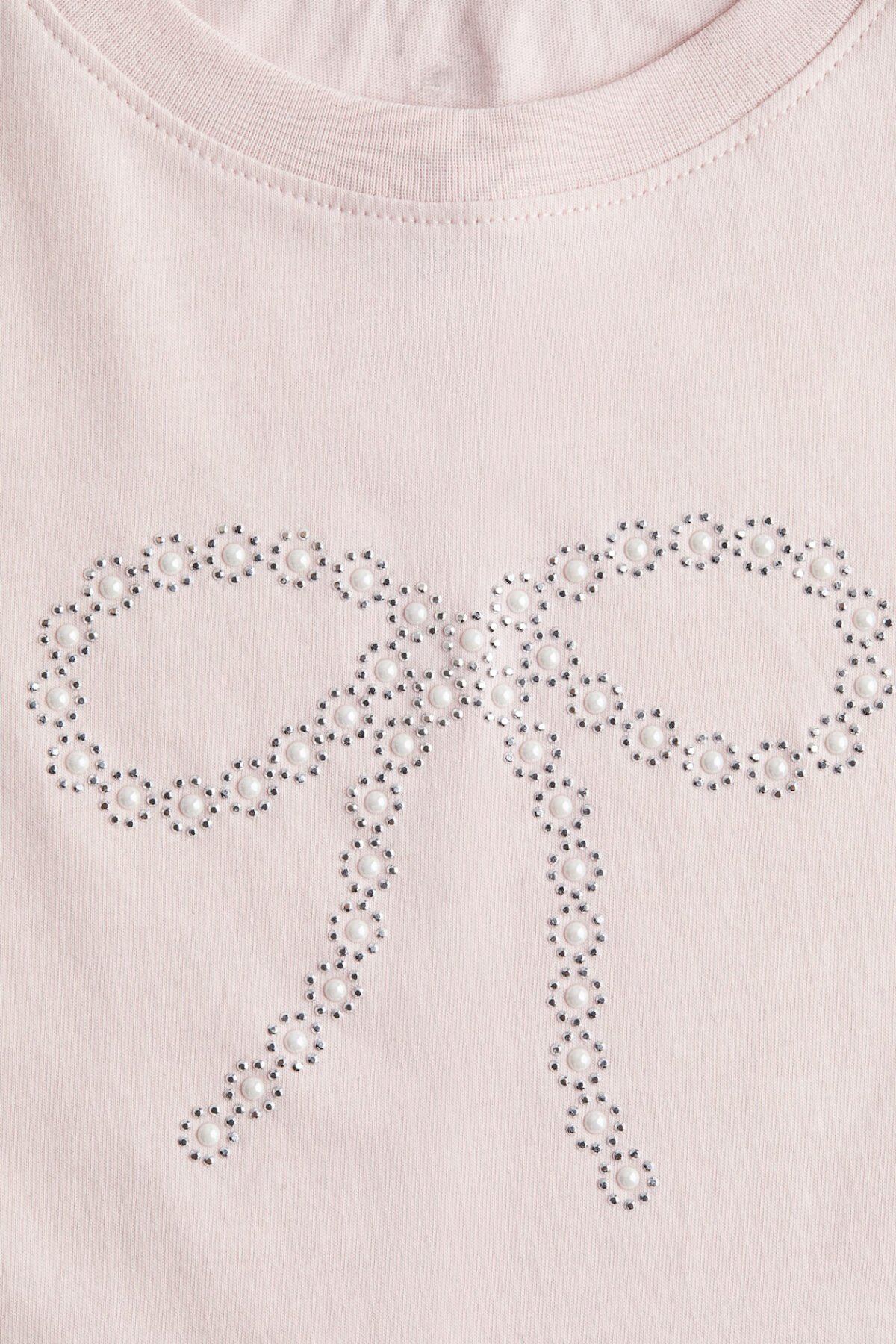 Kız Çocuk Taşlı Fiyonk Desenli T-Shirt - Görsel 2