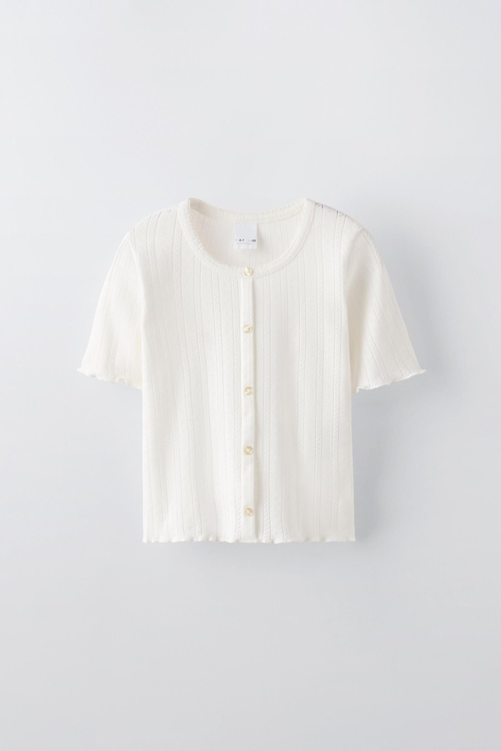 Kız Çocuk Düğme Detaylı Triko T-Shirt