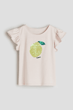 Kız Çocuk İşlemeli Limon T-Shirt