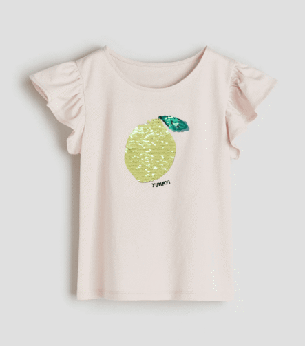 Kız Çocuk İşlemeli Limon T-Shirt