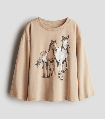 Kız Çocuk Baskılı İnce Uzun Kollu T-Shirt