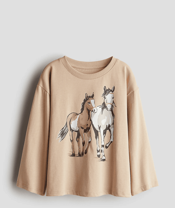 Kız Çocuk Baskılı İnce Uzun Kollu T-Shirt