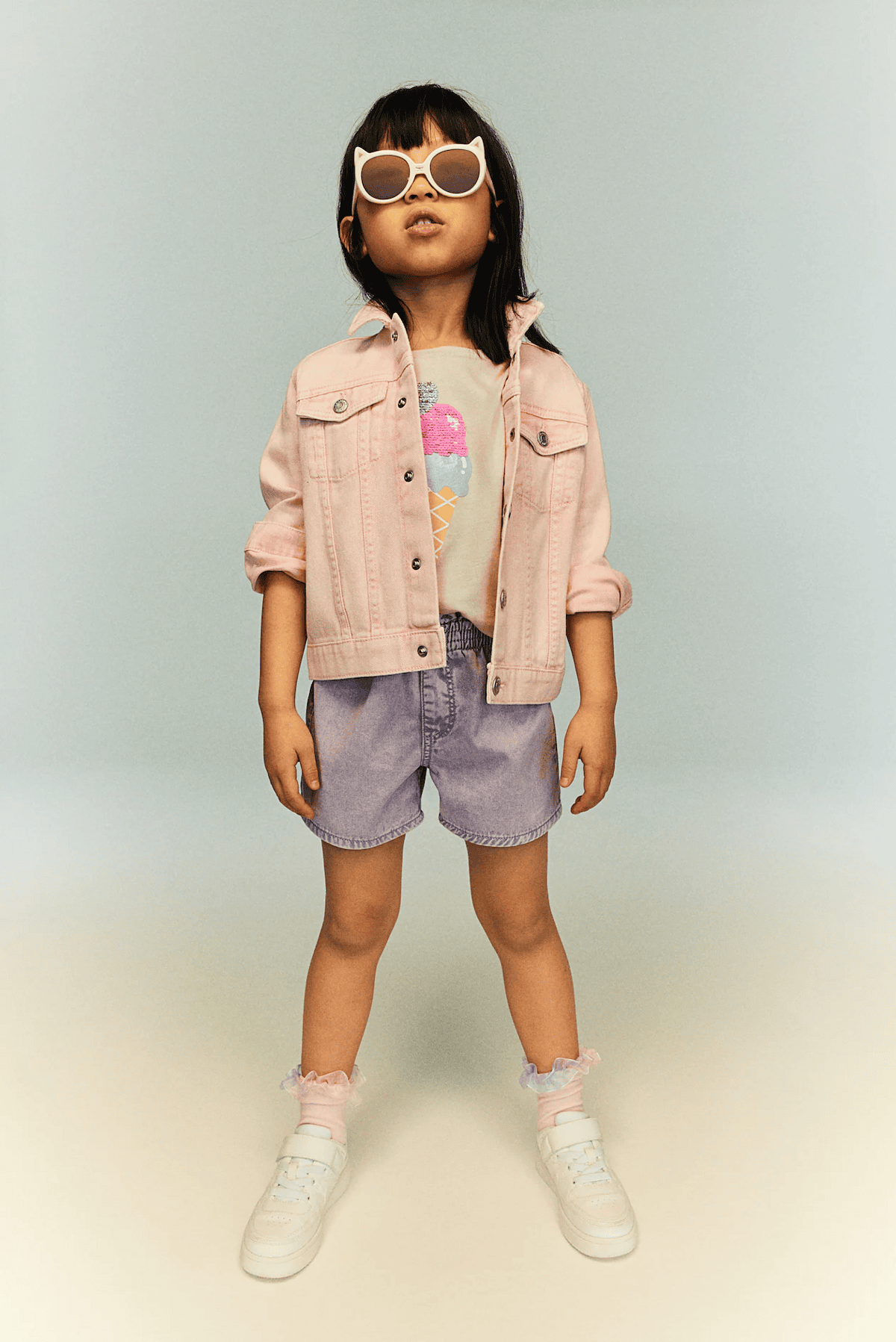 Kız Çocuk İşlemeli Dondurma T-Shirt - Görsel 4