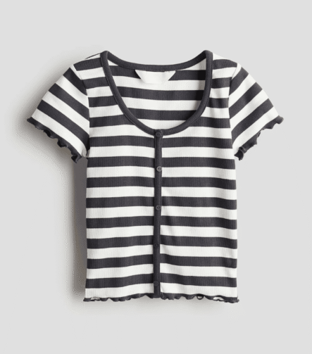 Kız Çocuk Düğme Detaylı T-Shirt