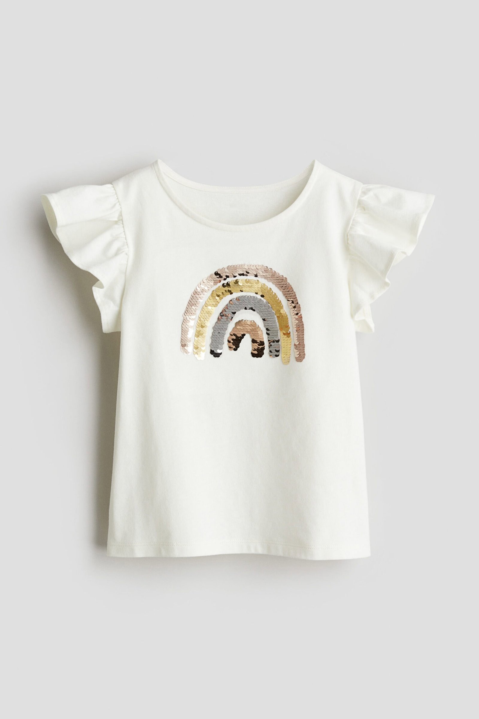 Kız Çocuk İşlemeli Gökkuşağı T-Shirt