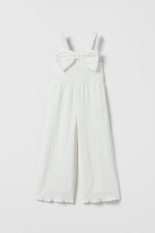 Kız Çocuk Fiyonklu Beyaz Tulum