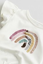 Kız Çocuk İşlemeli Gökkuşağı T-Shirt - Görsel 2