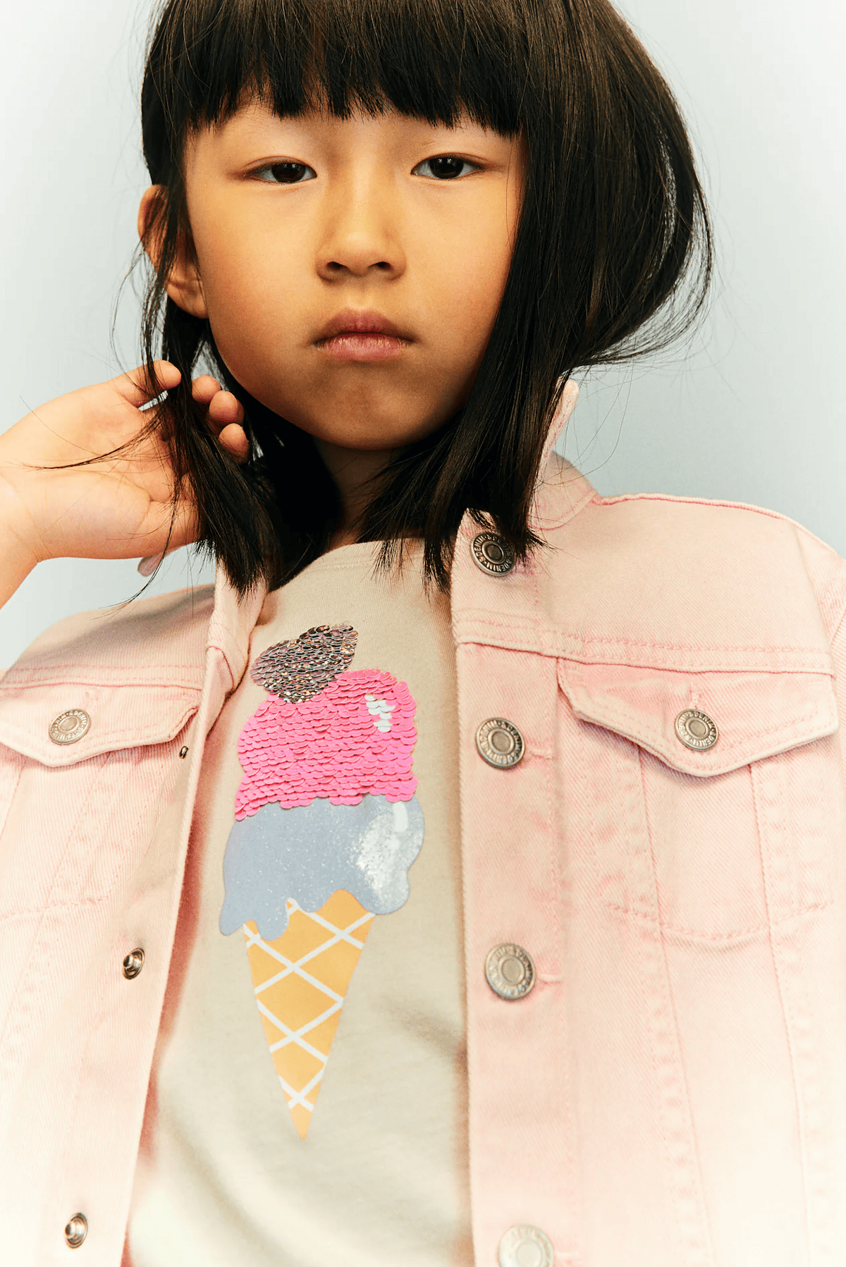 Kız Çocuk İşlemeli Dondurma T-Shirt - Görsel 5