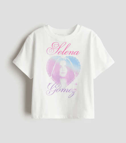 kız çocuk garson boy baskılı t-shirt, selena gomez tişört çocuk, beyaz kız çocuk yazlık t-shirt