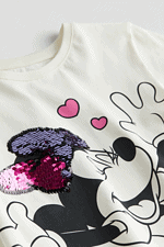 Kız Çocuk Baskılı Pullu T-Shirt - Görsel 2