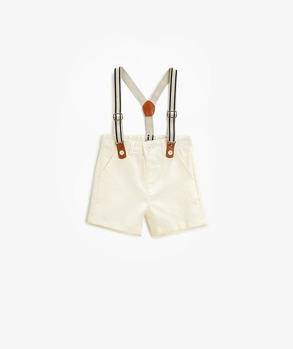 Erkek Bebek Askılı Keten Şort