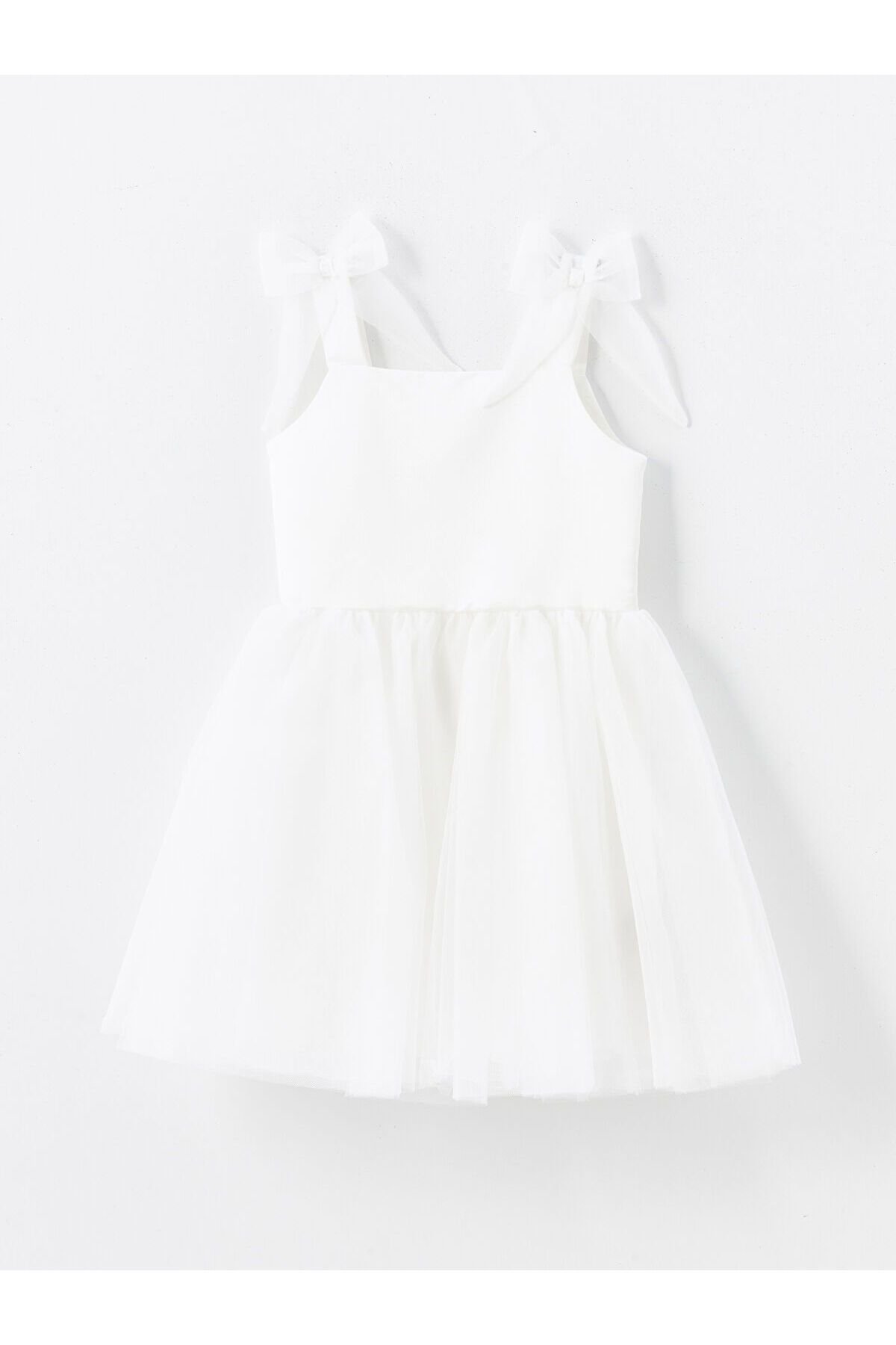 Kız Çocuk Beyaz Abiye Elbise