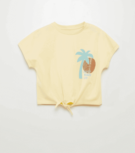 kız çocuk etek ucu bağcıklı t-shirt
