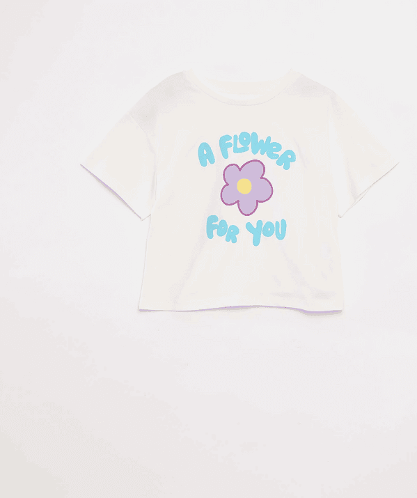 Kız Çocuk Çiçek Baskılı T-Shirt