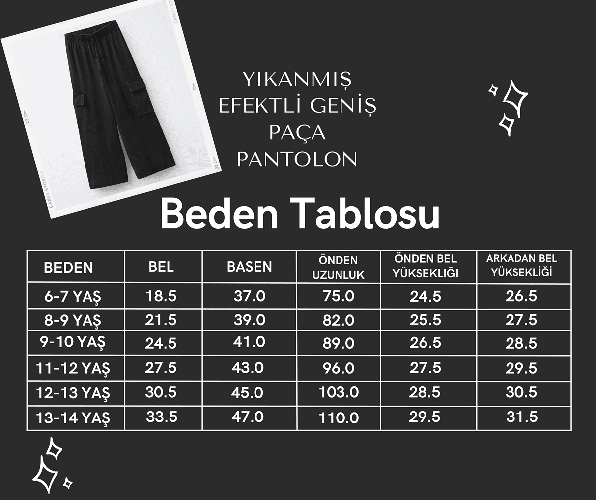 Yıkanmış Efektli Geniş Paça Kargo Pantolon - Görsel 5