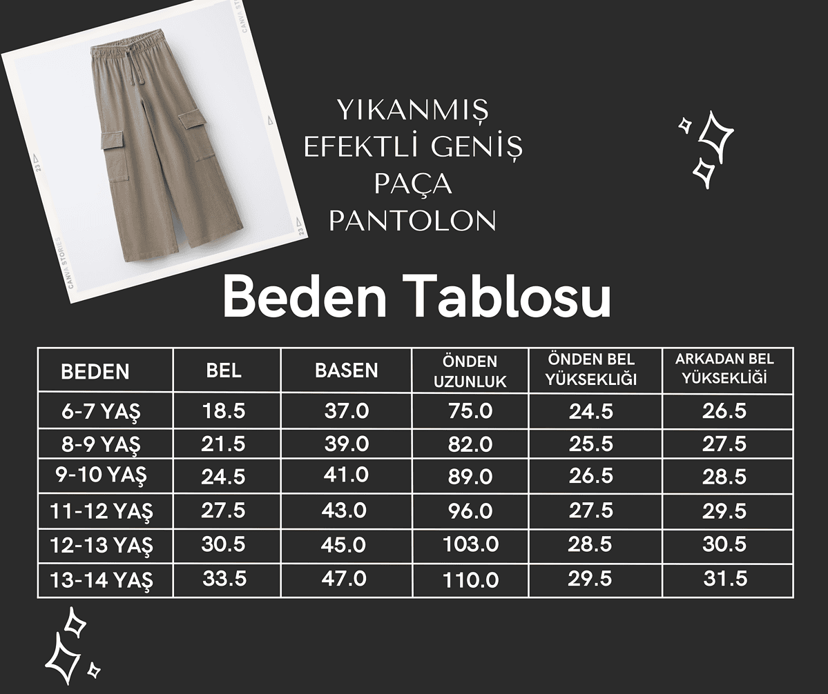 Yıkanmış Efektli Geniş Paça Kargo Pantolon - Görsel 5