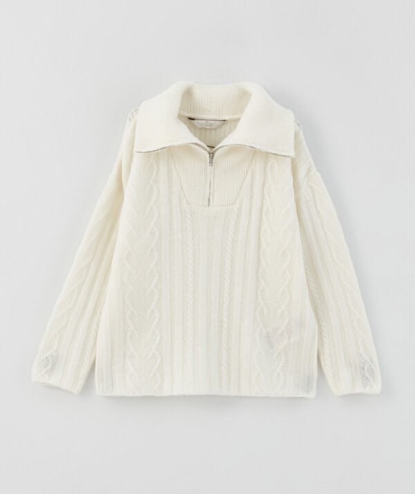 Kız Çocuk Fermuarlı Triko Kazak