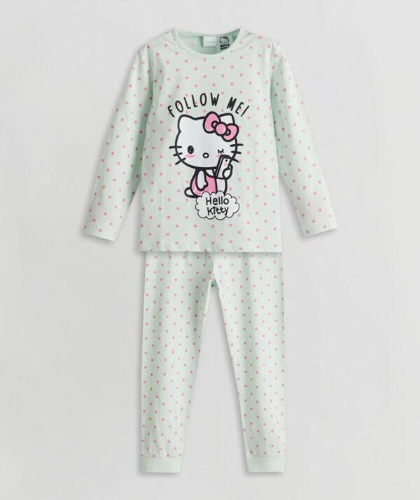 Kız Bebek Baskılı Puantiyeli Pijama Takımı
