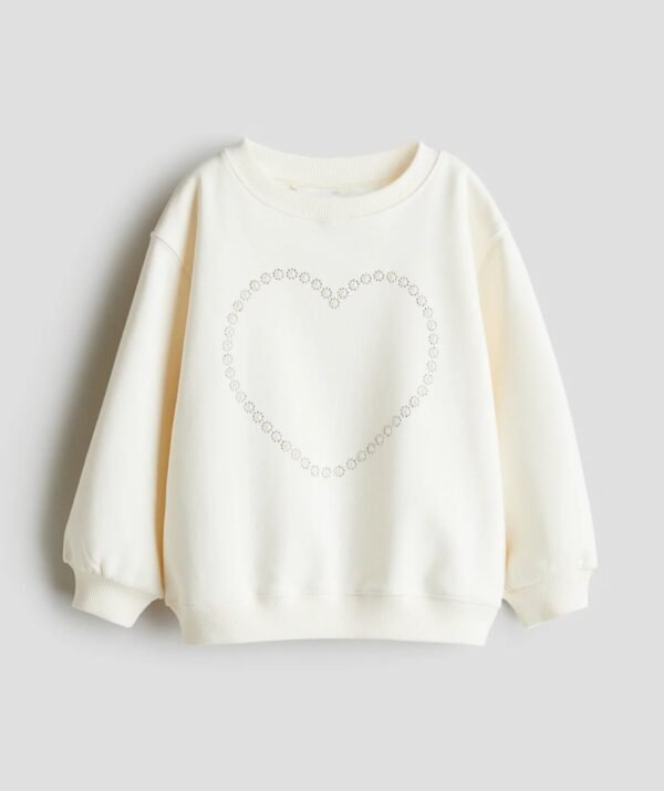 Kız Çocuk Kalp Motifli Sweatshirt