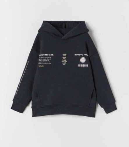 Erkek Çocuk Sırtı Baskı Detaylı Kapüşonlu Sweatshirt