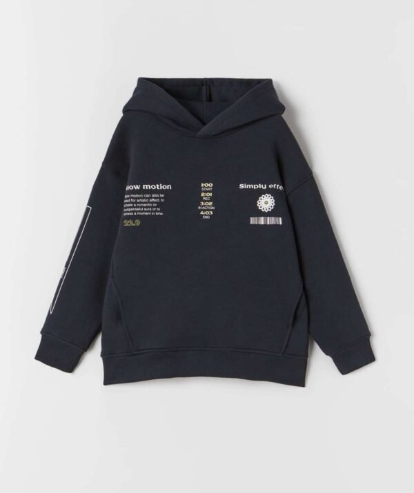 Erkek Çocuk Sırtı Baskı Detaylı Kapüşonlu Sweatshirt