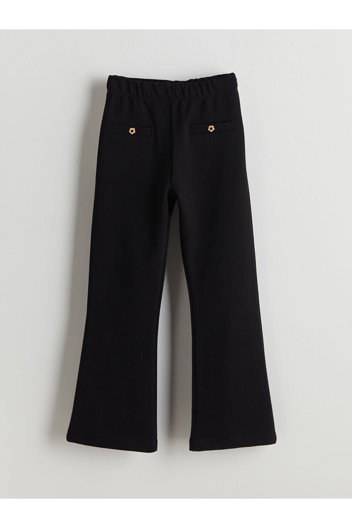 Kız Çocuk Papatya Düğme Detaylı İspanyol Paça Tayt