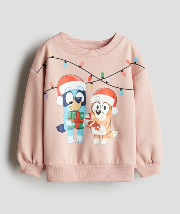 Kız Çocuk Yılbaşı Temalı Baskılı Sweatshirt