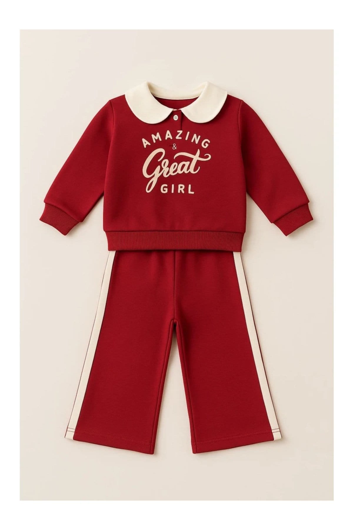 Kız Çocuk Bebe Yaka Sweatshirt Eşofman Takım