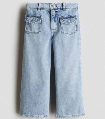 Kız Çocuk Loose Fit Wide Leg Denim Pantolon