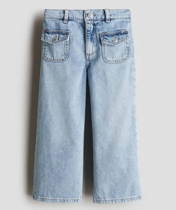 Kız Çocuk Loose Fit Wide Leg Denim Pantolon