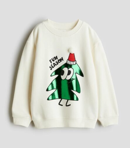 Unisex Çocuk Yılbaşı Temalı Baskılı Sweatshirt