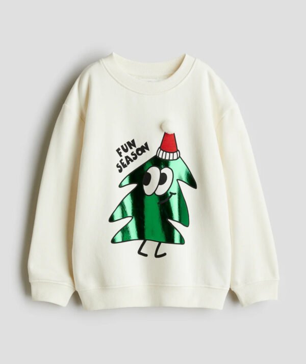 Unisex Çocuk Yılbaşı Temalı Baskılı Sweatshirt