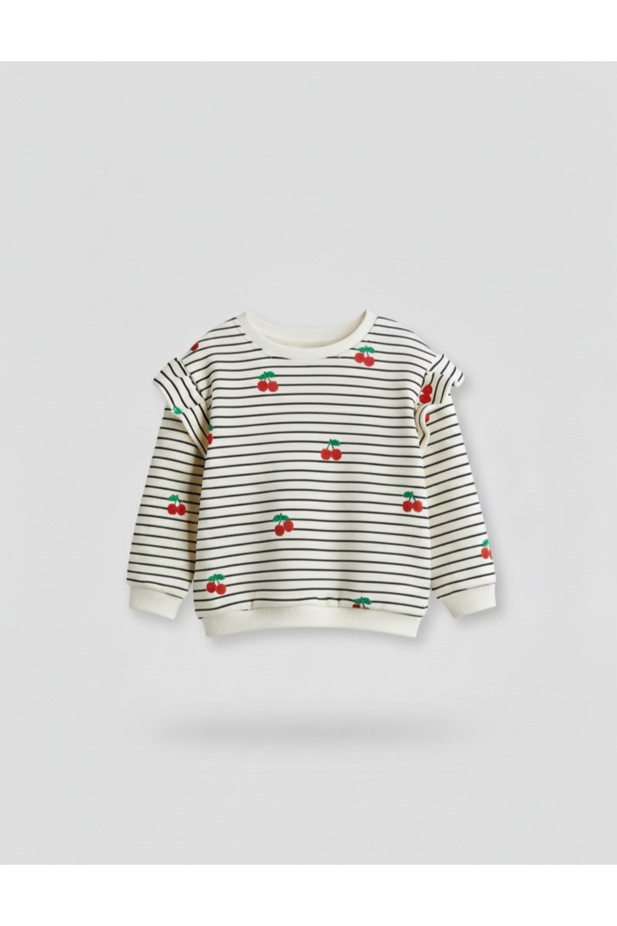 Kız Çocuk Omuzları Fırfır Detaylı Sweatshirt