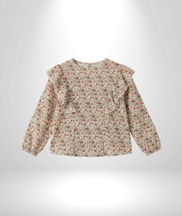 Kız Çocuk Çiçek Desenli Bluz Fırfırlı