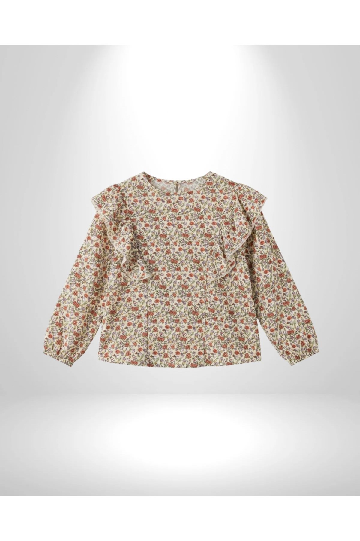 Kız Çocuk Çiçek Desenli Bluz Fırfırlı