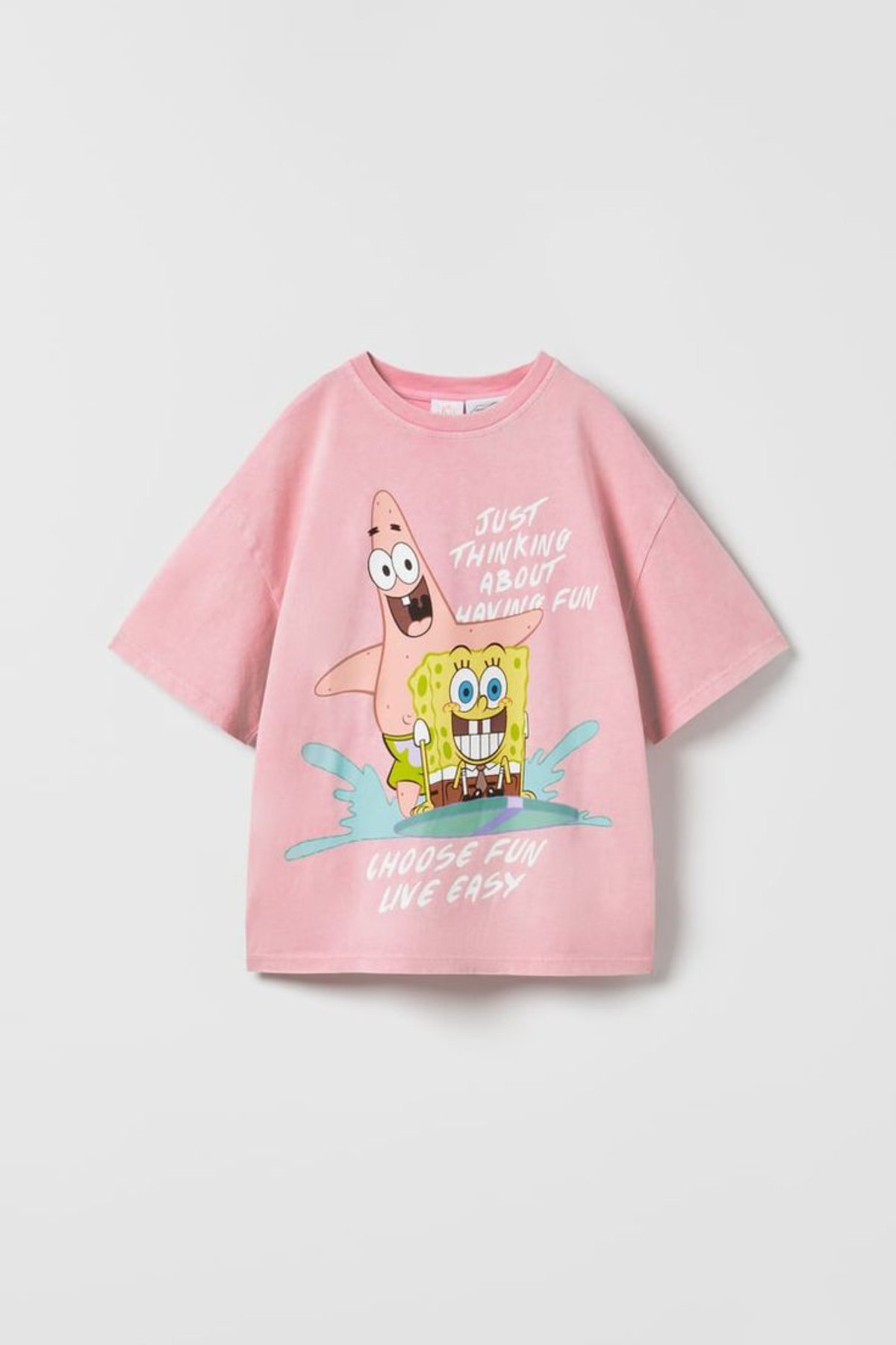 Kız Çocuk Sırtı Baskı Detaylı T-Shirt Sünger Bob