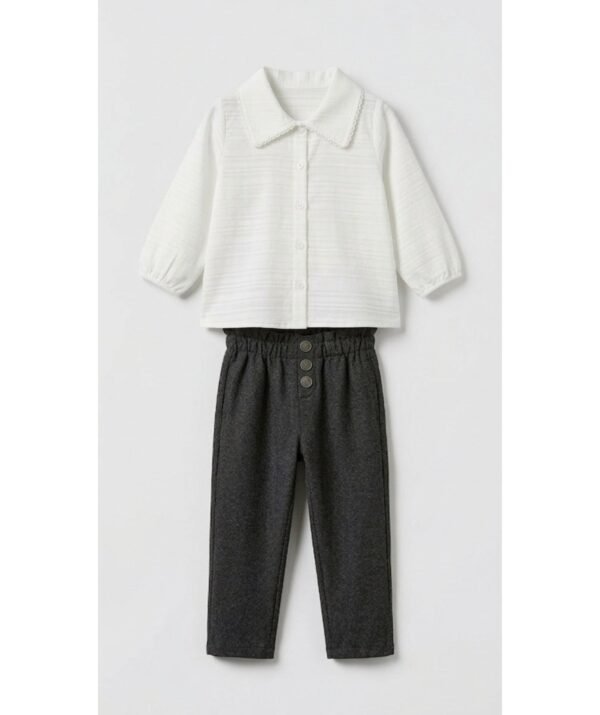 Kız Bebek Gömlek Pantolon Takım Beyaz ZARA